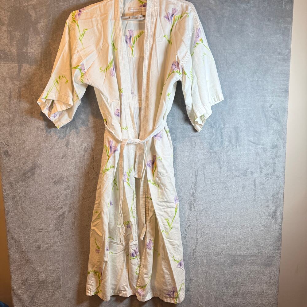 Crabtree & Evelyn 100% Cotton Floral Tie Waist Robe XS/S